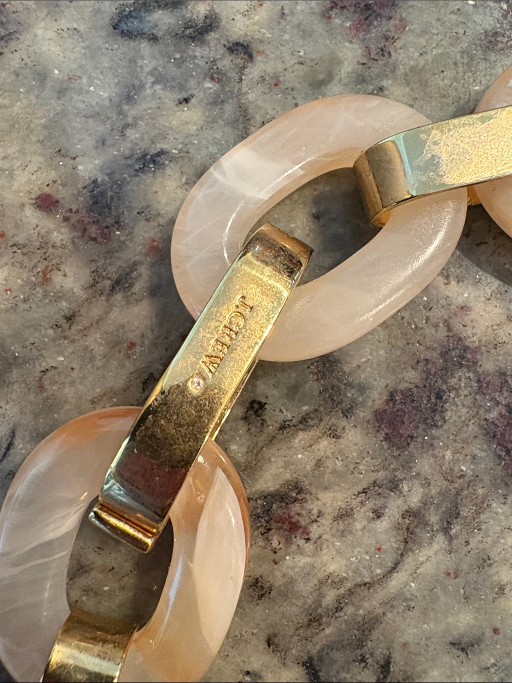 J. Crew Peach Resin Link Necklace with Gold Accents - Picture 3 of 4